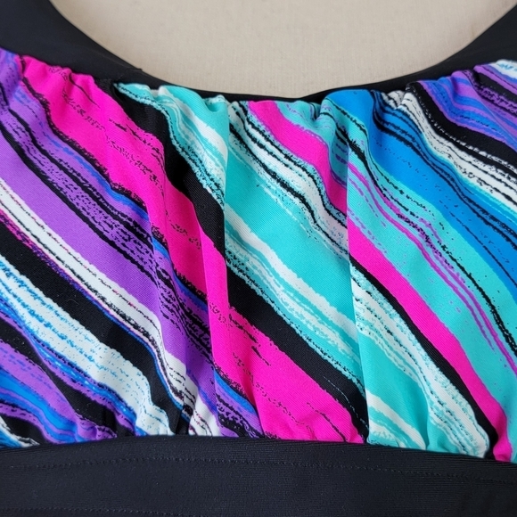 ZeroXposur Sun Smart Multi Color Print UPF 30+ Tankini Swim Top Sz L NEW - Picture 6 of 15